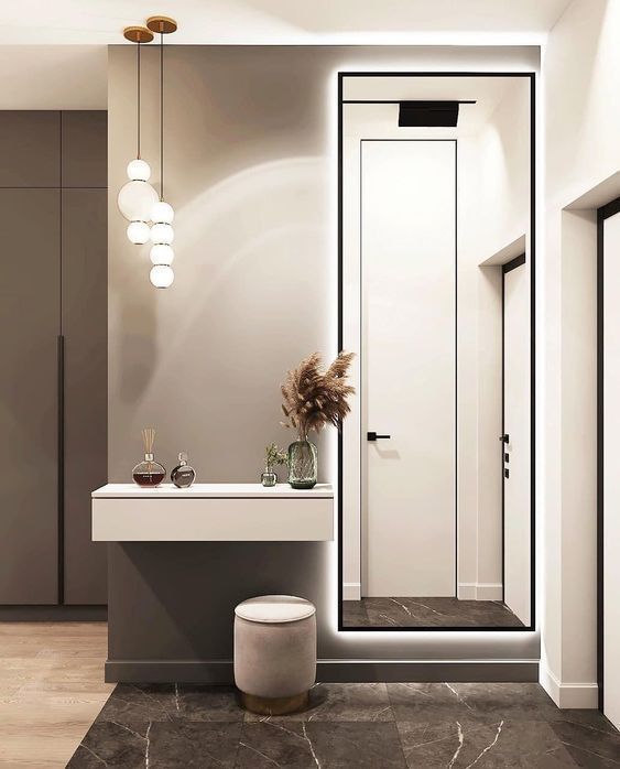 شلف ٖآینه ای قدی پشت نور