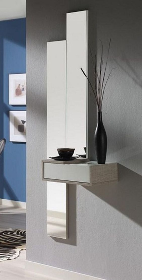  شلف دکور دو آینه ای سفید براق